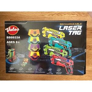 Vatos Rechargeable Laser Tag Set Model BB8933A 4 Guns & Vests Multiplayer